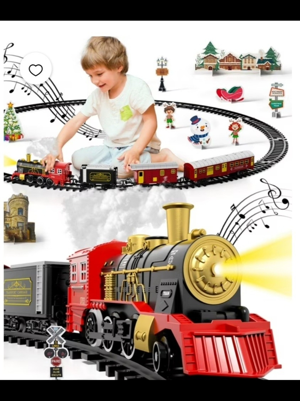 Electric Train Steam Engine Musical Christmas Tree Decor Animated New
